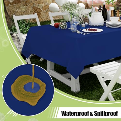 Image of Smiry Disposable Table Cloth 3 Pack, 54 x 72 Inch Waterproof Plastic Tablecloth, Decorative Rectangle Table Covers for Party, Birthday, Picnic, Navy