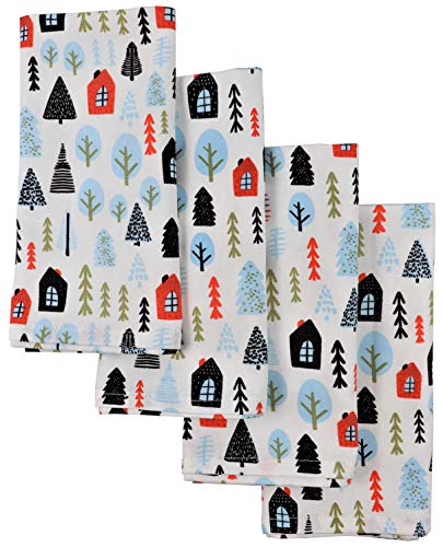 Crabtree Collection Deluxe Holiday Cotton Thanksgiving Christmas Table Linens, Bright Colors for Kitchens and Dining Rooms - (Winter Home Napkin Set) - Thumbnail 2