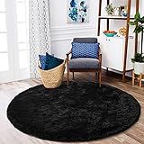 ISEAU Fluffy Round Rug Carpets, Modern Shaggy Circle Rug for Kids Bedroom Extra Comfy Cute Nursery...