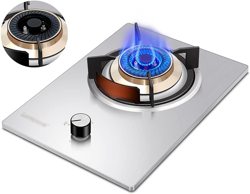 Burners Gas Hob Portable Home Kitchen Hob，Built In 1 Burner With FFD/FSD,Black Glass(Gloss)，Easy To Clean [Energy Class A]