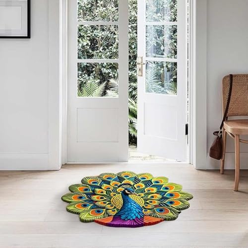 Tapete decorativo con diseño de pavo real 40 cm miniatura 7
