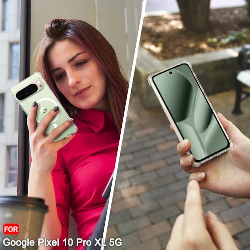 Image of TheGiftKart Shockproof Ultra-Hybrid Back Cover Case for Google Pixel 10 Pro XL Compatible with MagSafe | 360 Degree Protection | Crystal Clear Hard Back Cover Case (PC & TPU, Transparent Bumper)