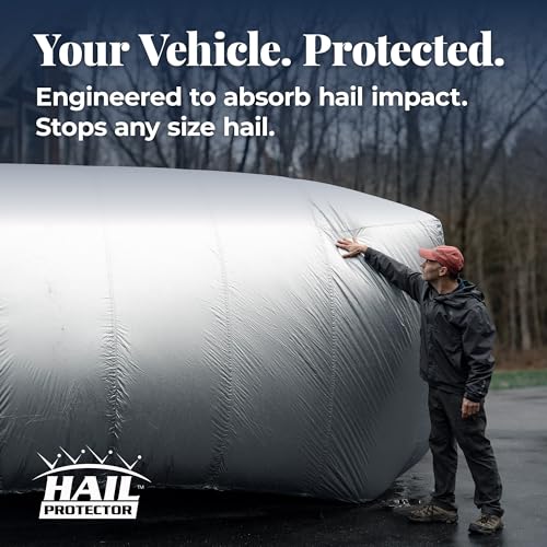 Image of Hail Protector Car Cover, Inflatable Hail Proof Shield for Cars, Portable Protection Against Any Size Hailstones, Complete System - CAR1 (Silver)