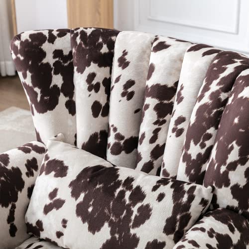 chairus-Mid-Century-Modern-Accent-Chair-Comfy-Single-Sofa-Chair-Channel-Back-Armchair-with-Small-Pillow-for-Living-Roon-Bedroom-Club-Velvet-Cow chairus Mid Century Modern Accent Chair Comfy Single Sofa Chair Channel Back Armchair with Small Pillow for Living Roon Bedroom Club Velvet Cow