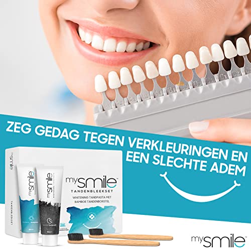 mysmile Whitening Tandpasta Tandenbleekset met bamboe tandenborstel - Natuurlijk thuis tanden bleken - Vrij van peroxide - Ideaal tegen vlekken - 2 x 60 ml en 2 bamboe tandenborstels - Image 7
