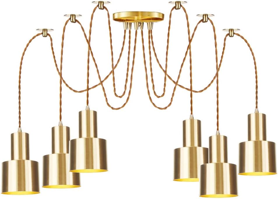 Ceiling Pendant Light,Chandelier Pendant Light Fixtures - Nordic Pure Copper Chandeliers with Golden Metal Shade Adjustable Height Island Lights for Kitchen Island Over Sink Bedroom Hanging