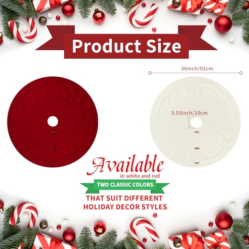 Knitted-Christmas-Tree-Skirt-36-Inch-Cable-Knit-Design-Thick-Rustic-Fabric-Farmhouse-Xmas-Holiday-Decoration-Luxury-Home-Party-Decor-White Knitted Christmas Tree Skirt 36 Inch Cable Knit Design Thick Rustic Fabric Farmhouse Xmas Holiday Decoration Luxury Home Party Decor White