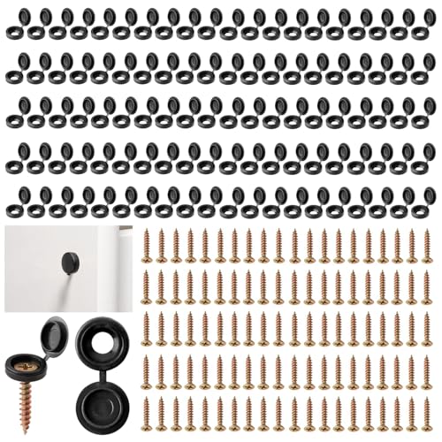 100 juegos de tornillos para cubiertas a presión de plástico, tornillos de acero inoxidable M4 con junta de goma, accesorios impermeables y antipolvo para muebles, soportes de pared, reparaciones y