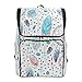 Produktbild Emoya Canvas Rucksack blau rot Traumfänger und Federn Schultasche für Teenager Mädchen Jungen Bookbag College Schule Computer Tasche