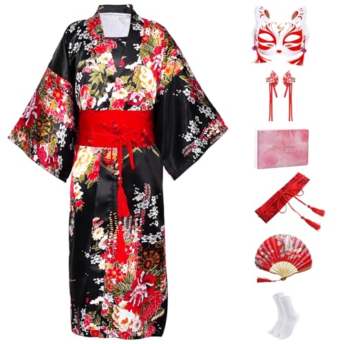 CRFASIBE Enfants Kimono Robe Japonais, Enfants Costumes Japonais Cosplay Vêtements, Kimono...