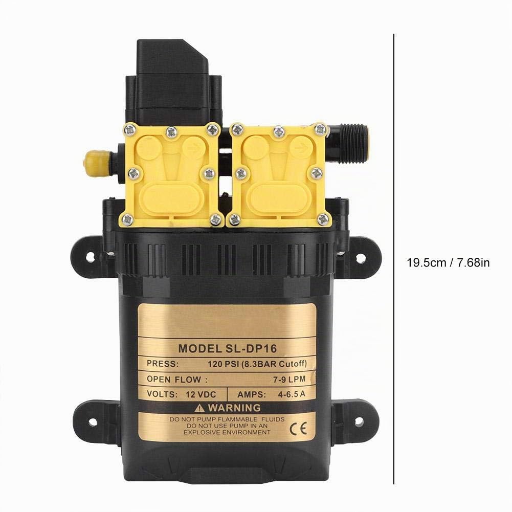 MAGT Pompe à Eau 12V Haute Pression, Pompe à Membrane à Double Tête Pulverisateur Électrique pour Irrigation Jardin, Lavage de Voiture Caravane