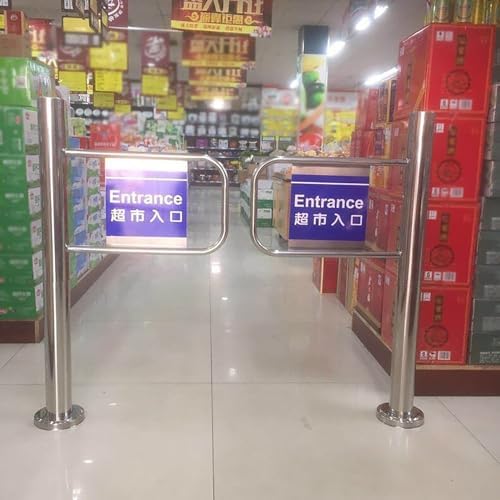 Automatic Stainless Steel Entrance Swing Gate, 90° One-Way Door for Market, Store, Yard & Warehouse Access (Right, 60x100cm/23.6x39.4in)