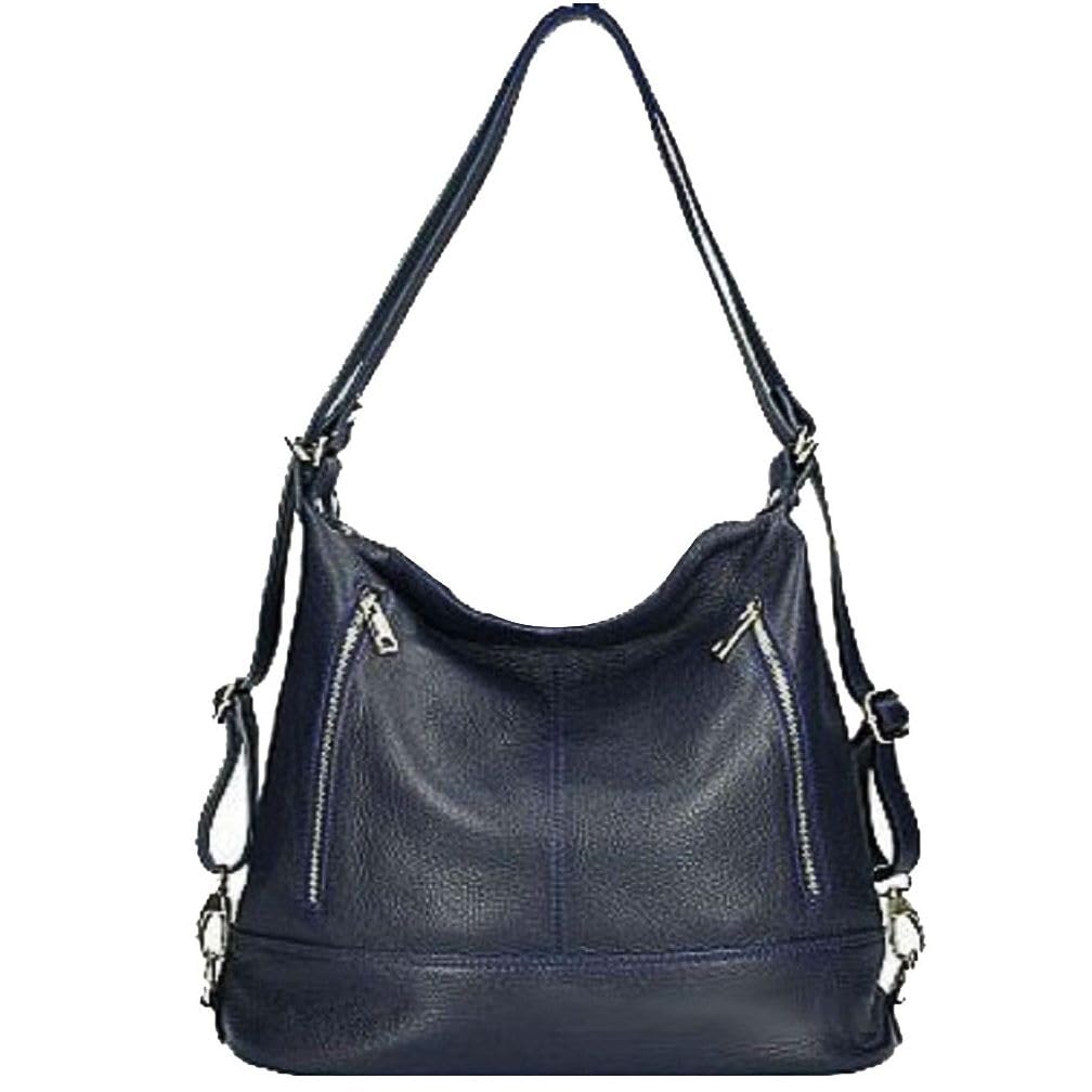 Borsa a spalla trasformabile in Zaino in vera pelle BC7170. 33cm*31cm*15cm. Made in Italy