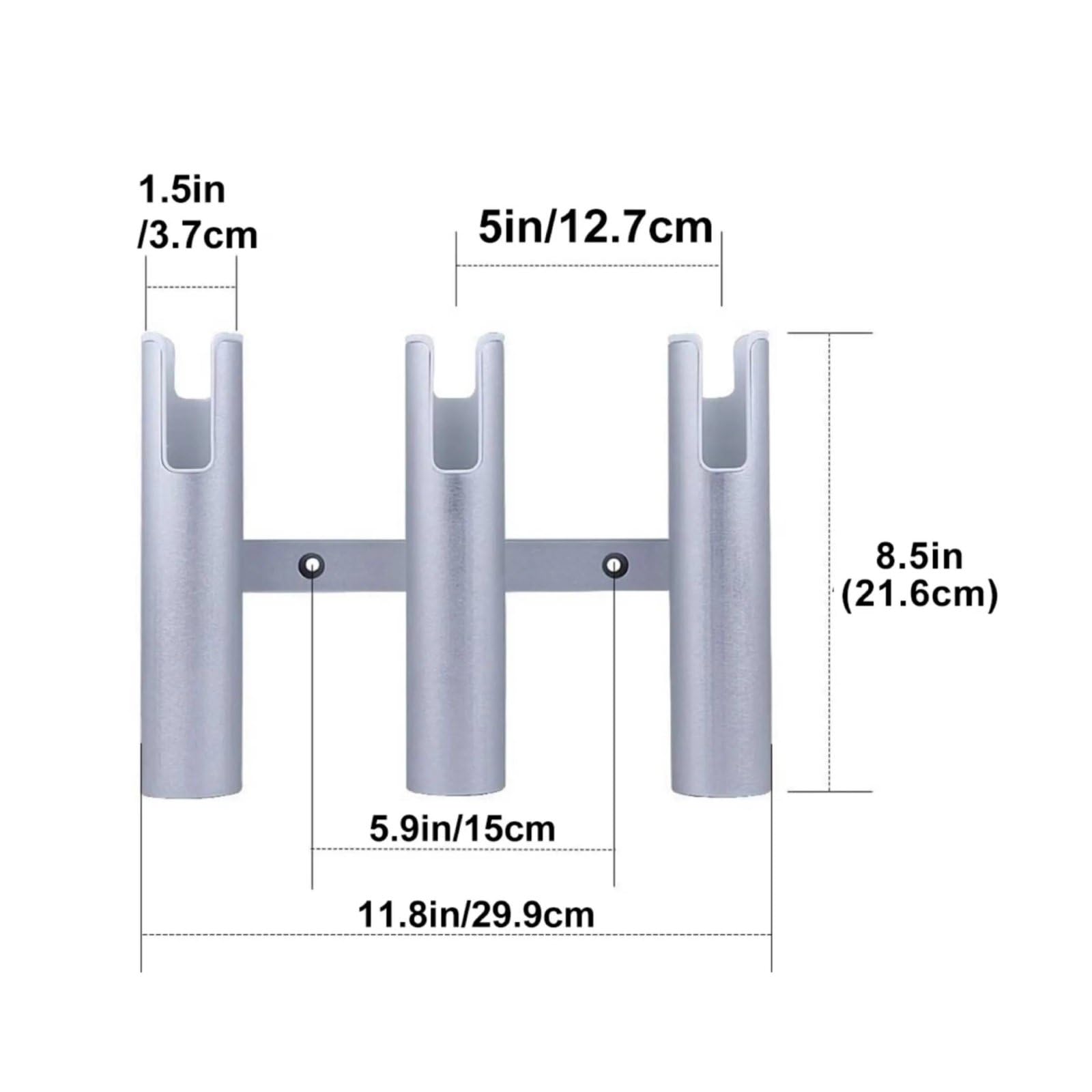 perfk Supporto Porta Canna da Pesca in Alluminio per Barche con Tre Tubi per Canne da Pesca con Struttura Resistente Adatto per La Pesca in L'organizzazione Delle Canne E Del Tackle