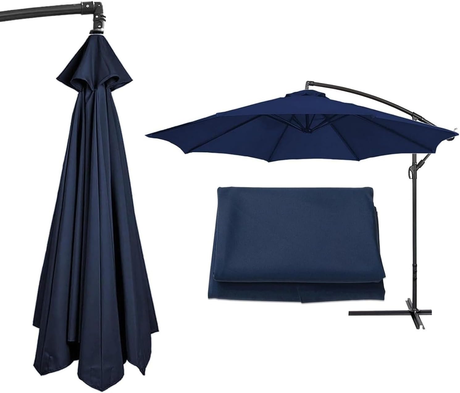 Patio Umbrella Cloth for Outdoor, 6/8 Ribs Outdoor Table Umbrella Canopy Cover for Market, Garden, Pool，Terrace, Beach(L5,3.0m 9.8 FT 6 Ribs)