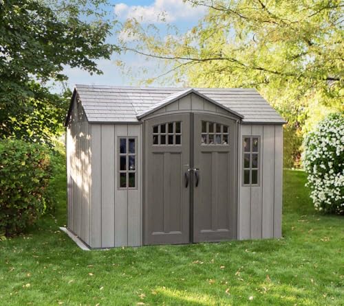 Lifetime 10 ft x 8 ft Outdoor Storage Shed – Heavy-Duty Resin Backyard Shed with Skylights, Windows, Steel-Reinforced Textured Walls by LIFETIME - Used condition - Image 4