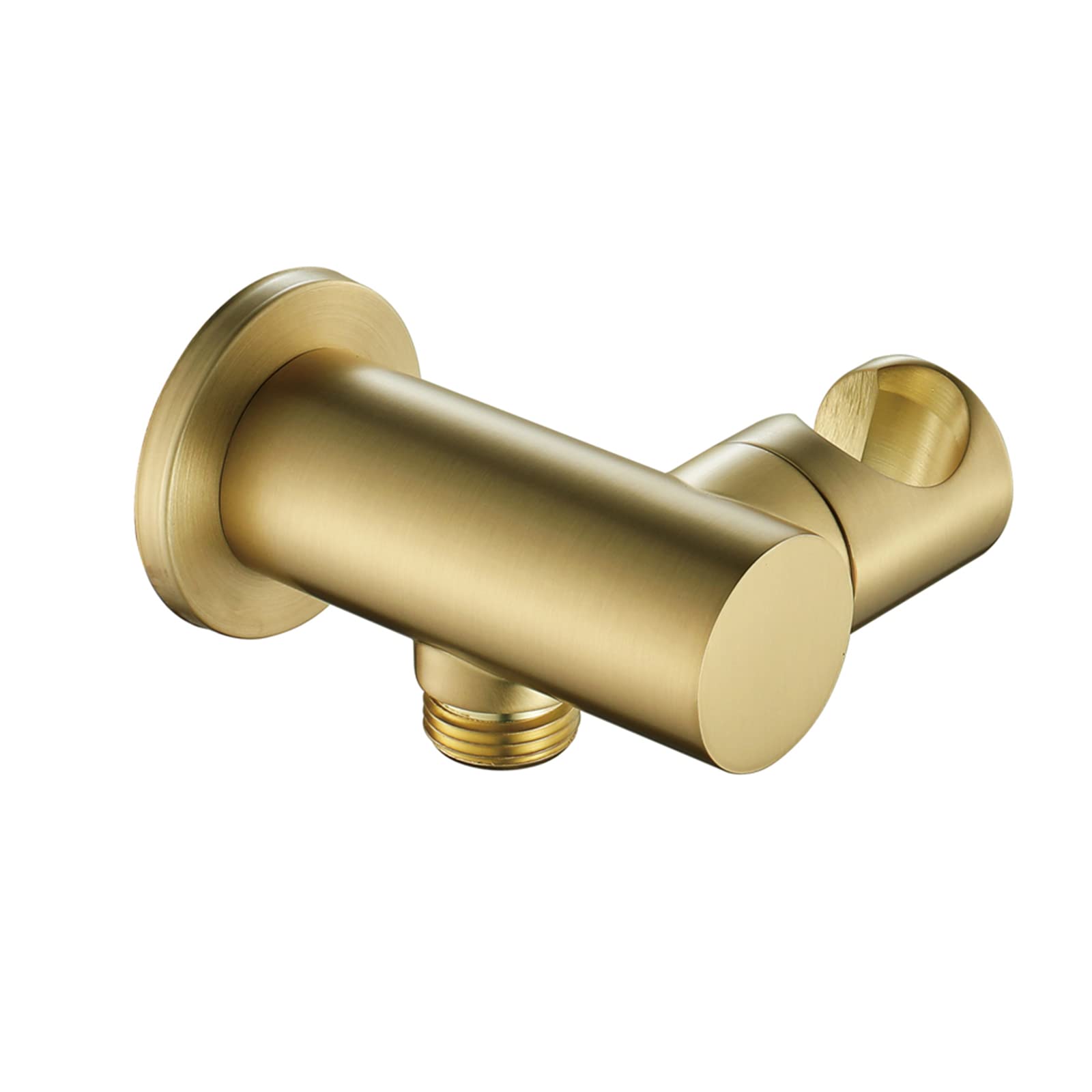 Duschkopfhalter, runder Verstellbarer Duschhalter, Wandhalterung aus gebürstetem Gold, 360 ° drehbarer Messinghalter mit Ablauf, für Badezimmer