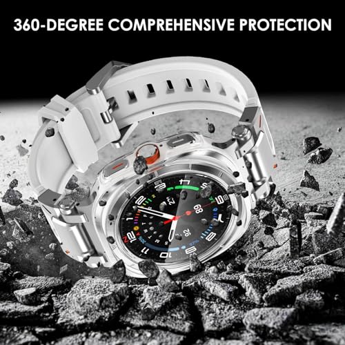 Image of VEMIGON Hard PC Case Compatible with Samsung Galaxy Watch Ultra 47mm 2024 Screen Protector, Anti-Slip Ultra-Thin Scratch Resistant Cover with Tempered Glass for Samsung Watch 7 Ultra - (47mm Clear)