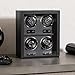 ROTHWELL 4 Watch Winder for Automatic Watches with Quiet Motor with Multiple Speeds and Rotation Settings (Black/Grey)