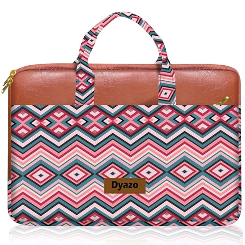 Image of Dyazo Laptop Sleeve Bag | Jute & Vegan Leather Handcrafted | Office Handbag with Zipper | 15 inch to 15.6 inch for Woman | Compatible for Dell, HP, MacBook, Lenovo, Asus, Acer and Other Notebook