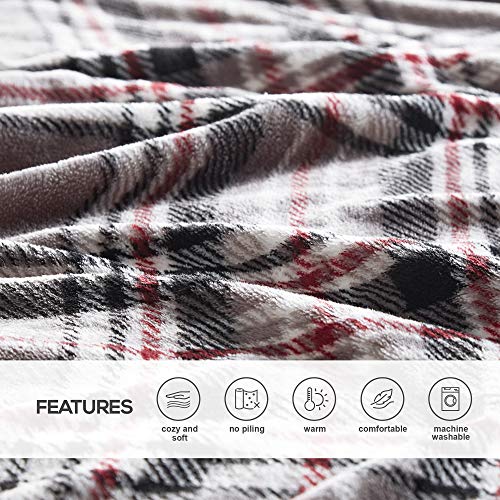 Comfort Spaces Ultra Soft And Cozy Sherpa Reversible Throw Blankets For Couch And Bed, Plush Fleece Cozy Cover With Fuzzy Faux Fur, 50 X 60 In, Grey Plaid #TOP2