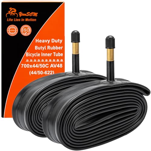 700C Heavy Duty Bike Tubes 700x44C/45C/48C/50C (44/50-622) 700C Bicycle Inner Tubes Compatible with 700 x 44C 700x45C 700x46C 700x48C 700x50C 281 1/2 Bike Tire Tubes AV48 Schrader Valve 2-PCS