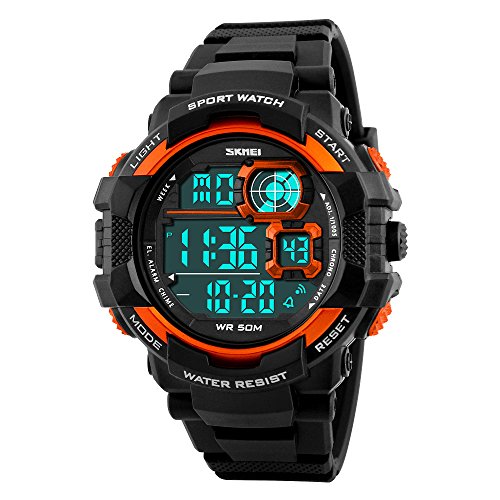 amstt Hombre Relojes Reloj Deportivo Resistente al Agua Reloj de Pulsera Military Watch Digital Reloj cronógrafo Negro 1118
