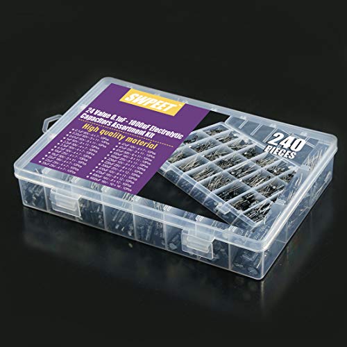 Swpeet S309-CAPACITOR-240 240Pcs 24 Kinds Different Electrolytic Capacitors Range 0.1Uf-1000Uf Assortment Kit thumb #4