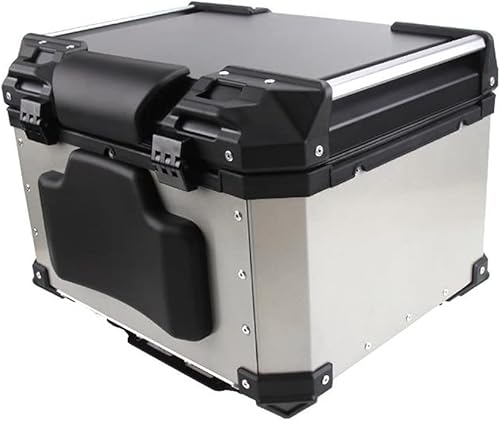 Miniatura 6 de 55L Caja Superior para Motocicleta, Maletero Universal de Aluminio para Motocicleta, Maleta de Equipaje con Doble Llave (Negro, 55L)