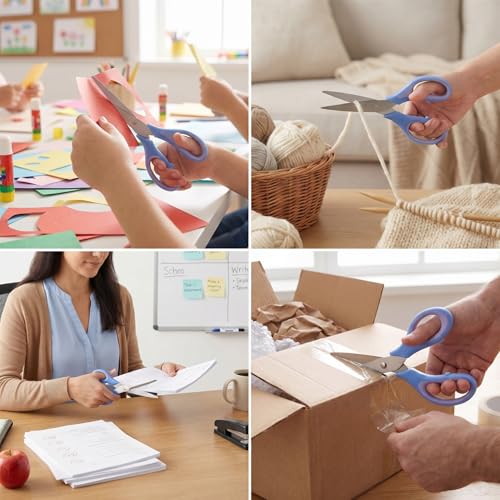 2-Pack 6.3-inch Blue Comfort Grip Scissors for Office, Crafts & School - Ultra Sharp Blades, Durable, Ideal for Kids & Adults Yard, Patio, Garden Cleaning — view 4