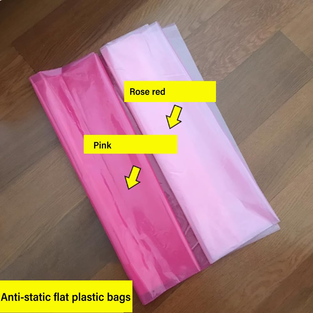 10 sztuk antystatycznych plastikowych toreb ESD, płaskie otwarte torby PE, używane do kontroli elektrostatycznej EPA i pakowania materiałów elektronicznych | Opakowanie produktu (różowo-czerwony, 60