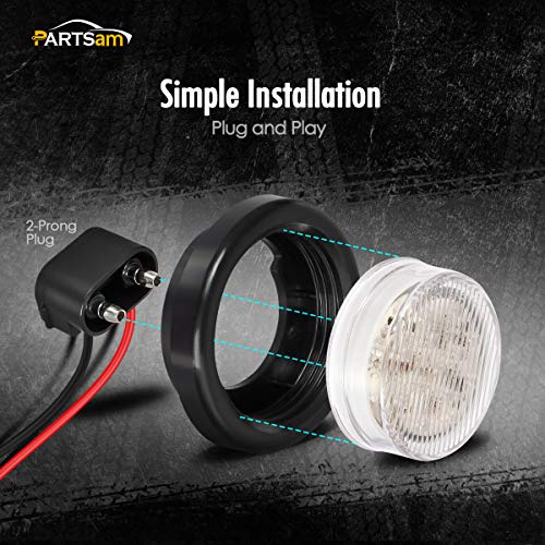 image for Partsam 2Pcs 2.5 Inch Round White Led Side Marker and Clearance Lights