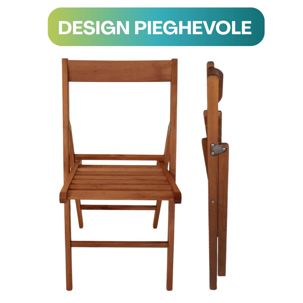 Set 6 Sedie Pieghevoli In Legno Di Faggio - Naturali, Salvaspazio 42x40x78 Cm Per Interno Ed Esterno - Foto 10