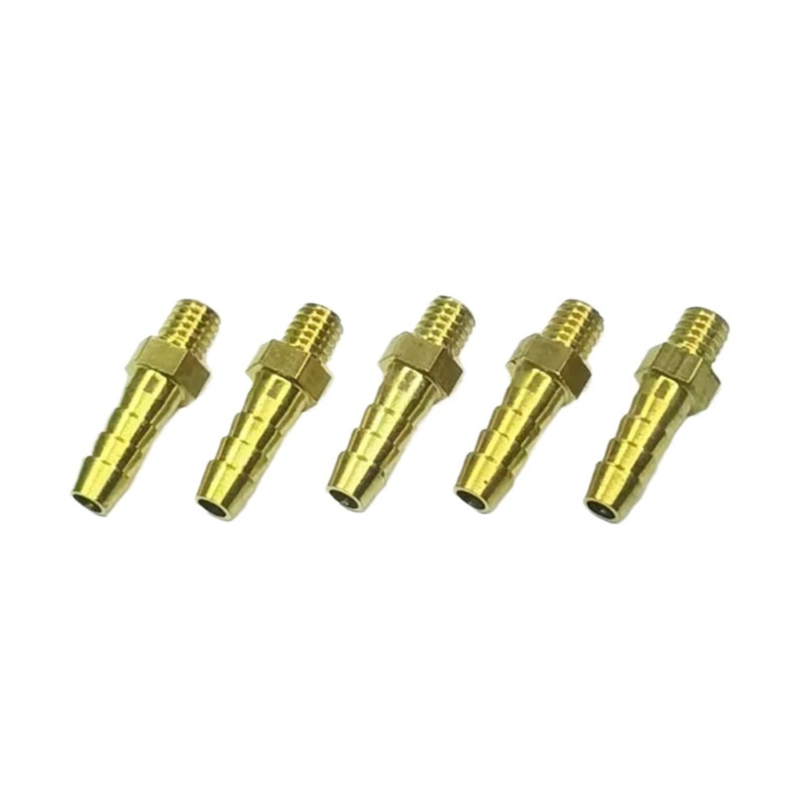 SQQCREATO Brass Hose Connector 5PCS OD Hose Barb M3 M4 M5 M6 M8 M10 Metric Male Thread Brass Pipe Fitting Coupler Connector Adapter(8mm - M18x1.5)