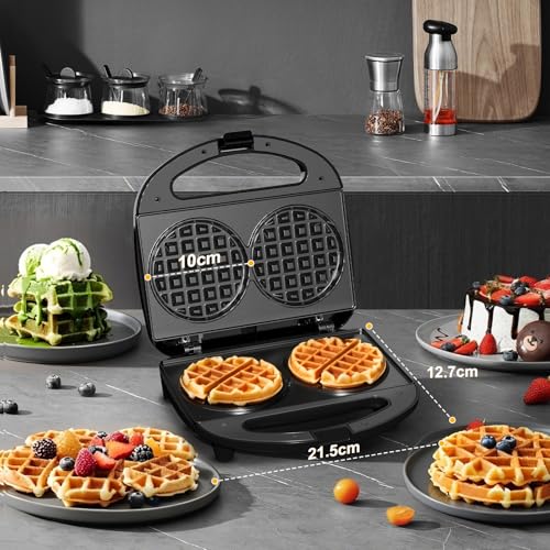 Miniatura 5 de Yashe Mini Gofrera Doble, Gofrera Para Niños, Placa Doble Antiadherente, Ideal Para Desayunos, Fiestas Familiares, Cumpleaños, Pascua Y Navidad