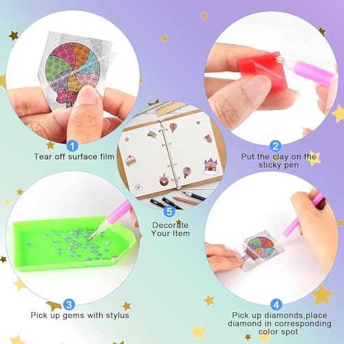 Image of PLUSPOINT Unicorn Gem Diamond Painting Sticker Kits, Gem Diamond Painting Stickers Art for Kids with 23 Stickers Gem Art Painting Kit Toy Gifts Unicorn Diamond Gifts for Girls Toys Age 5-12