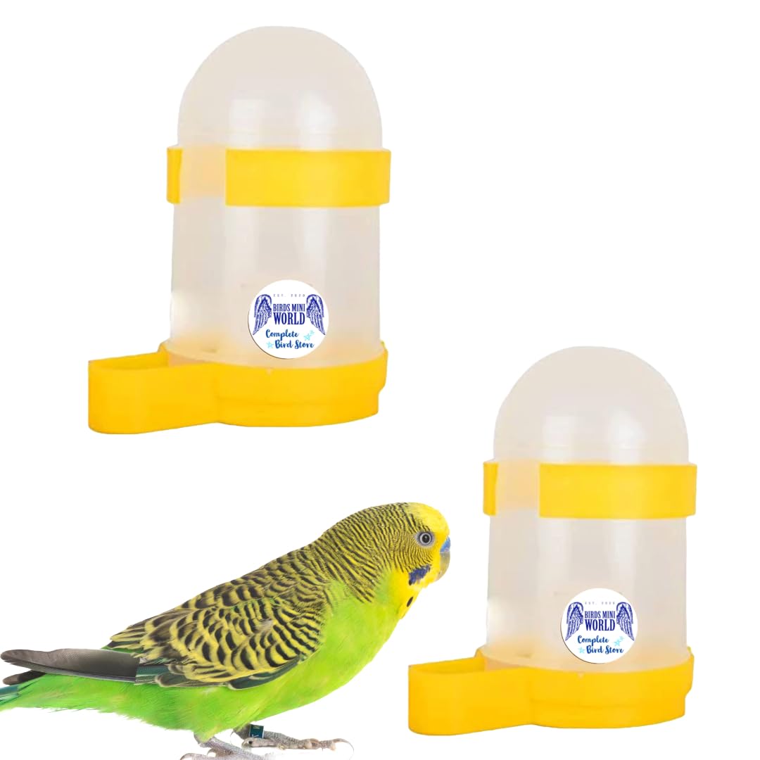 Bird mini wolrd 200ml Tube Shape Cage Food, Seed, Water Feeder Dispenser Cum Bowl with Removable Tray - No Spill No Mess (Yellow) (Pack of 2) (B0CDS94FLX) Amazon Price History, Amazon Price Tracker