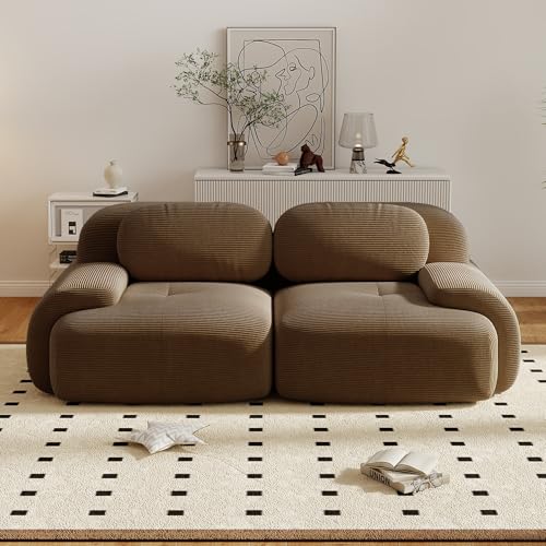 Canapé d'angle convertible 2 places, canapé modulable moderne avec assise large et profonde, canapé compressé en velours côtelé rembourré surdimensionné pour...