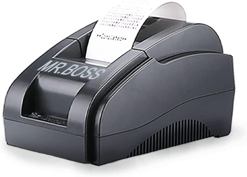 MRBOSS 2“ 58mm POS Cash Register Portable Thermal Receipt Printer with High Speed Printing USB+Bluetooth Interface for Supermarket Restaurant Retail Sales Kitchen Support Windows Android MAC