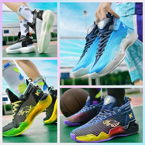 Tênis De Basquete Fluorescentes Neutros, Tênis De Basquete Masculino De Cano Alto, Tênis De Basquete