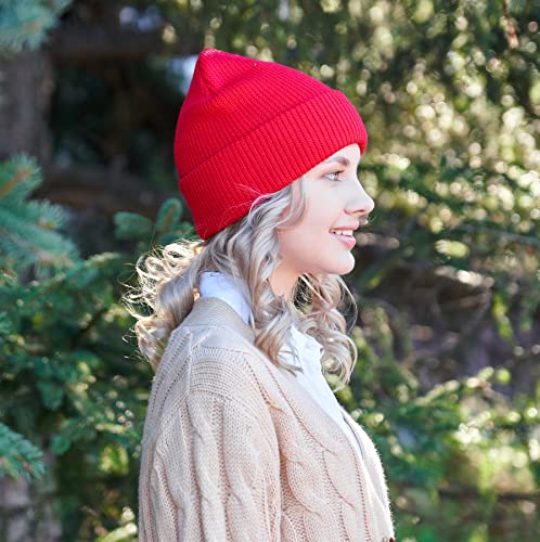 Connectyle Outdoor Classic Bassic Men 's Warm Winter Hats Daily Thick Knit Cuff Beanie Cap Red, 55 60cm