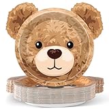 48PCS Bear Shaped Paper Plates Brown Bear Party Supplies We Can Bearly Wait Baby Shower Tableware Brown Theme Dessert Plates for Boys Girls Birthday Baby Shower Gender Reveal Party Decoration