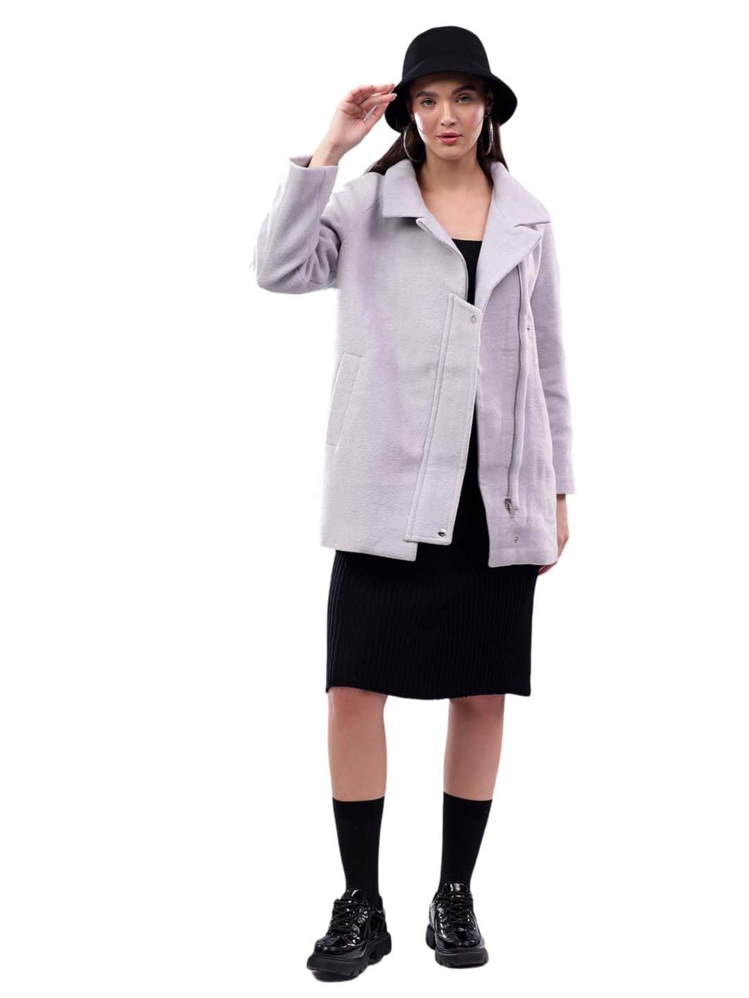 kotty Women's Double-Breasted Solid Long Coat-picture-33