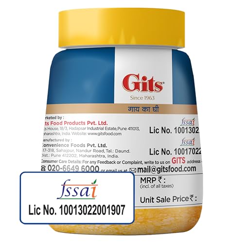 Image of Gits Cow Ghee 200 ml Jar | Pack of 2 | Aroma in every drop |Pure Veg, Pure Cow Ghee, Desi Ghee, No preservatives | Rich Taste & Aroma | Good source of Vitamin A, Delicious, Healthy & Nutritious | Good for Digestion, Heart, Skin and Hair | Homemade taste