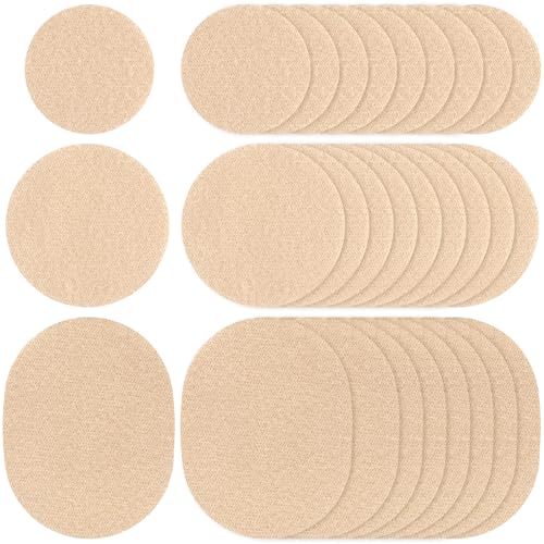 Pndeyo 30pcs Moleskin Pads for Feet, Round Oval Blister Protection Patch, Self-Adhesive Flannel Moleskin Strips, Anti-Wear Mole Skin Patch for High Heels Loafers Boots Hiking Shoes- Nude Color