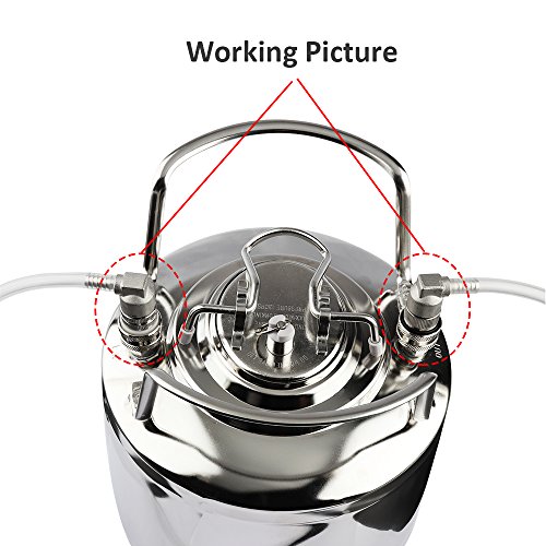 OneBom Ball Lock Disconnect, Gas & Liquid Corny Keg Fittings, MFL 1/4’’ Threaded with 5/16’’ Stainless Steel Barbed & Hose Clamp (1/4'' Hose Barb) - Thumbnail 5