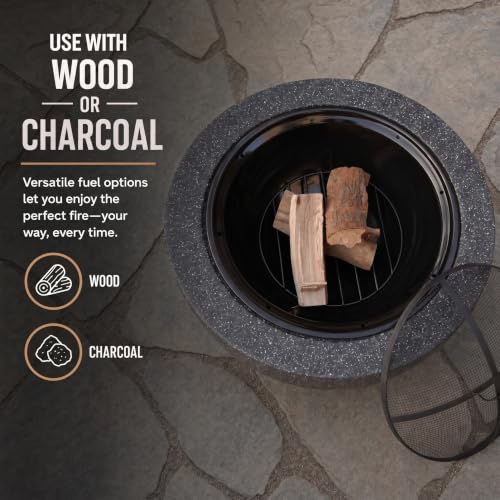 Image of Round Wood Burning fire Pit Outdoor Fireplace for Patio-23 Black