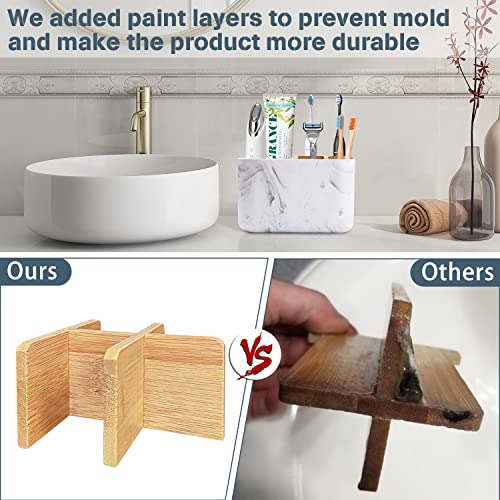 Gfware Toothbrush Holders For Bathrooms, 5 Slots Bamboo Toothbrush Holder Eco Friendly Kids Electric Toothbrush Holder And Toothpaste Holder For Bathroom Shower Countertop, White Toothbrush Organizer #TOP4