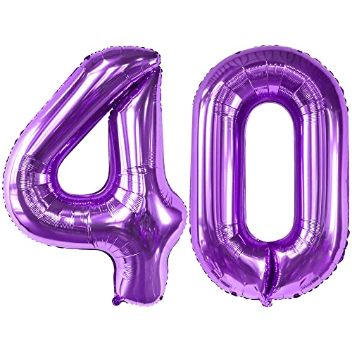KatchOn 40th Birthday Balloons Purple 40 Inch, 40 Birthday Decorations