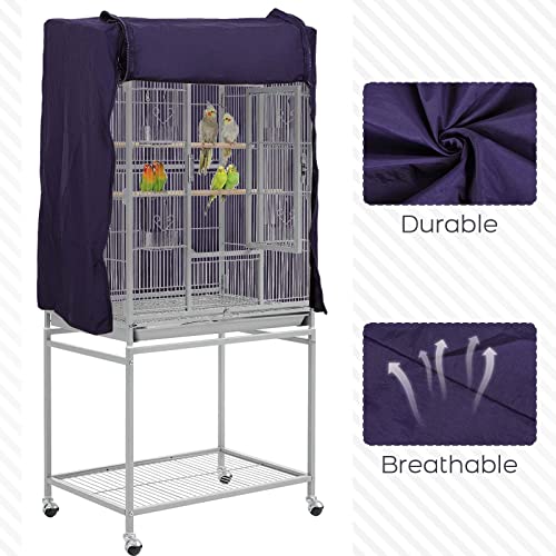 Image of QBLEEV Birdcage Covers, Breathable Universal Bird Parrot Cage Cover Shade | Blackout windproof light-proof covering reduces distractions night accessories cloth without cage-24.8x17.7x31.5in (LxWxH)